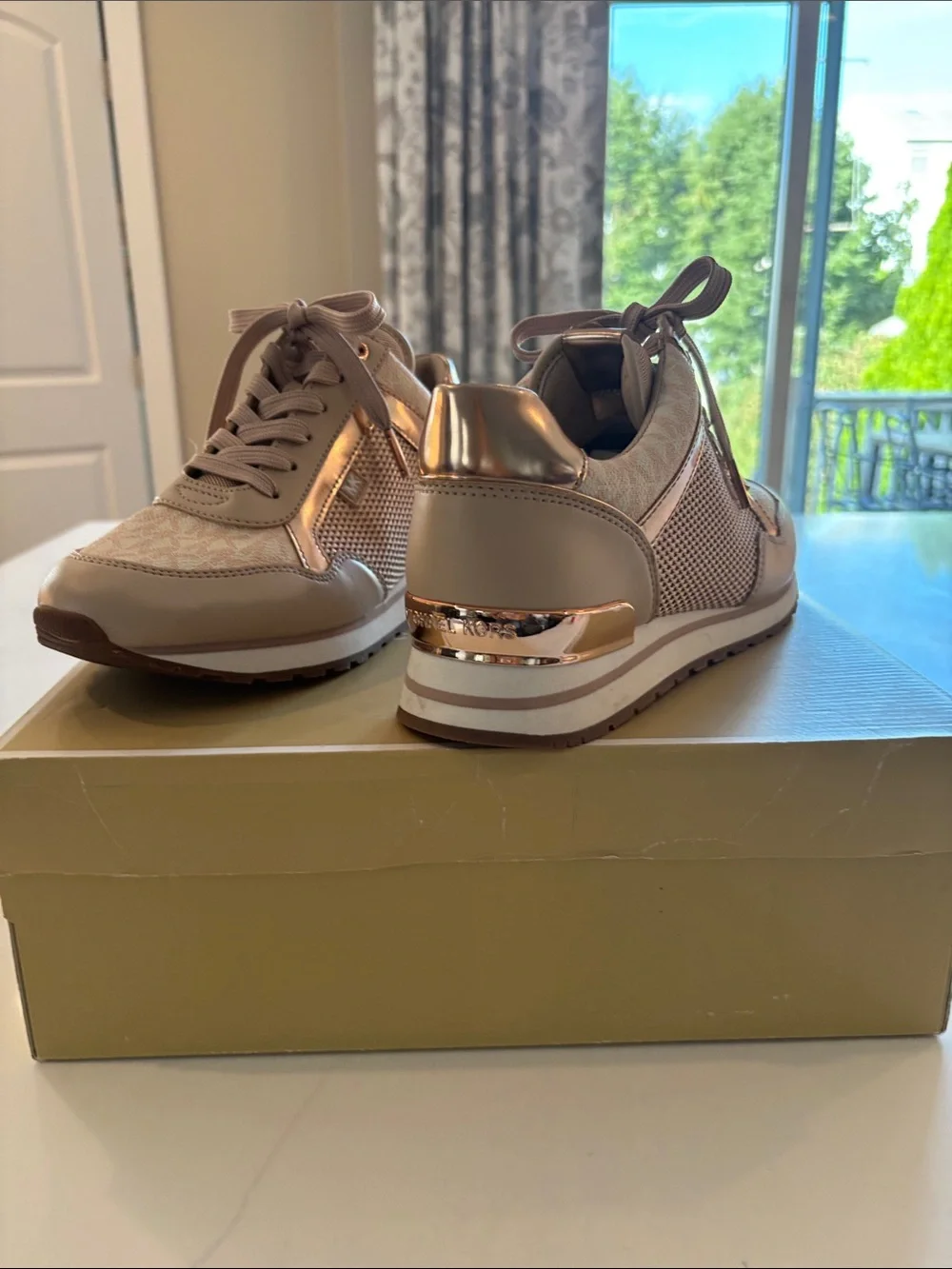Michael Kors Blush Pink Metallic Accent Sneakers for Women